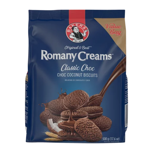 Romany Creams Classic Choc Coconut Biscuits 500g