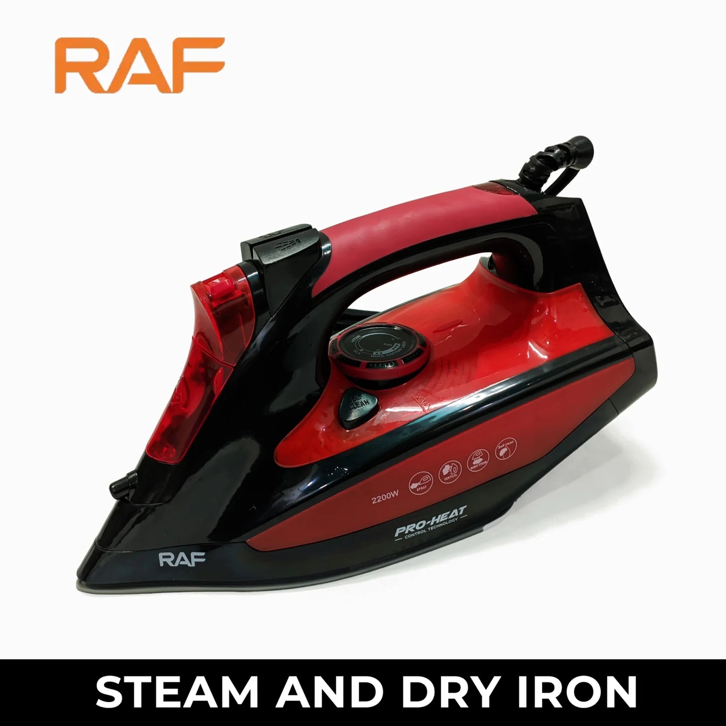 Electric Steam Iron and Dry Iron R.1233R – Ceramic Soleplate – 360mL 2200W