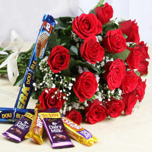 20 roses bouquet & 10 chocolates